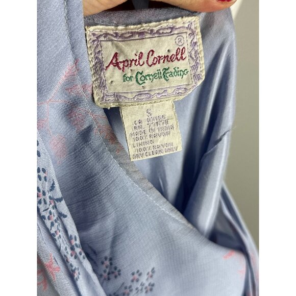 Vtg 90s April Cornell Trading Lavender Purple Slinky Mesh Floral Cowl Neck Dress - Picture 7 of 7